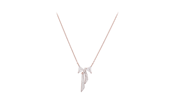 Collana in oro giallo 18kt con due cuori intrecciati in oro e diamanti bianchi