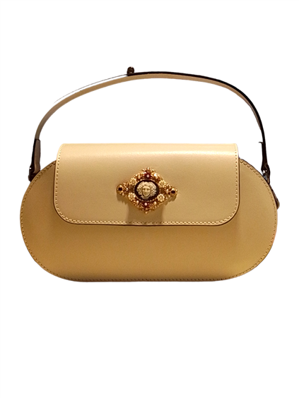 Borsa Vintage Femme – Velours Et Cuir Marron, Petite Taille, Fermoir à Clapet (occasion)