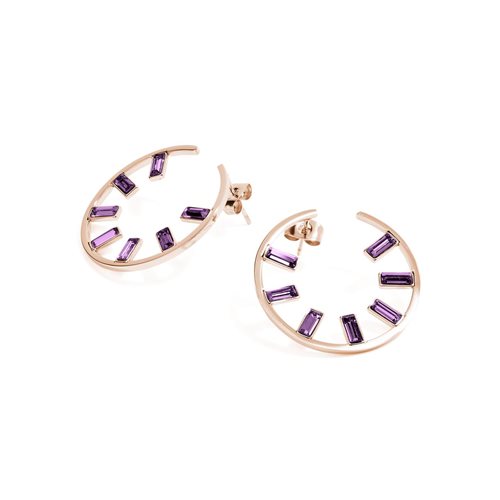 Brosway Orecchini A Cerchio EAR TRING BER24 – Acciaio 316L Con Cristalli Swarovski Indicolite E PVD Nero