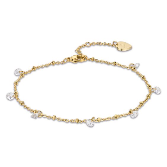 Cavigliera con barra in oro italiano 14K e pietre preziose