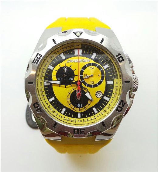 PASOY Orologio Sportivo Al Quarzo Da Uomo Con Cinturino In Gomma Nera E Quadrante Giallo 3D