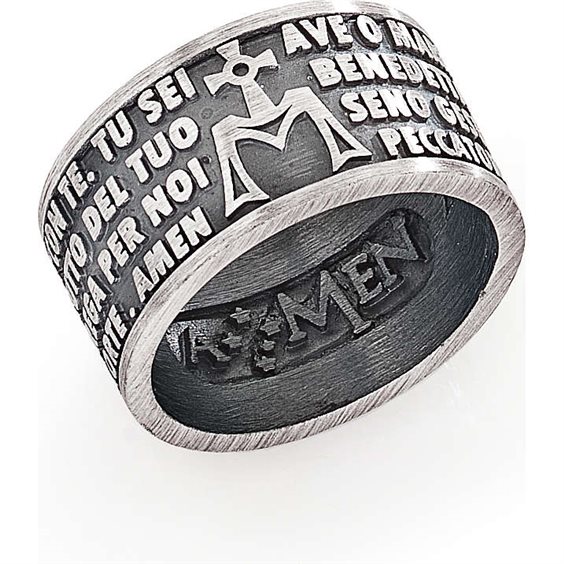 Oiritaly Ring Unisex Amen AMB925-18 Ave Maria Steel