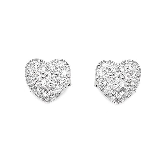 Amen Orecchini AMORE, Argento 925 Con Zirconi Bianchi, Simbolo Trifoglio, 1x1 Cm - 5