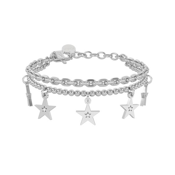 Bracciale Bangle KIDULT Symbols In Acciaio 316L Con Ciondoli Borsa, Bottiglia, Occhiali E Cristallo - Unisex
