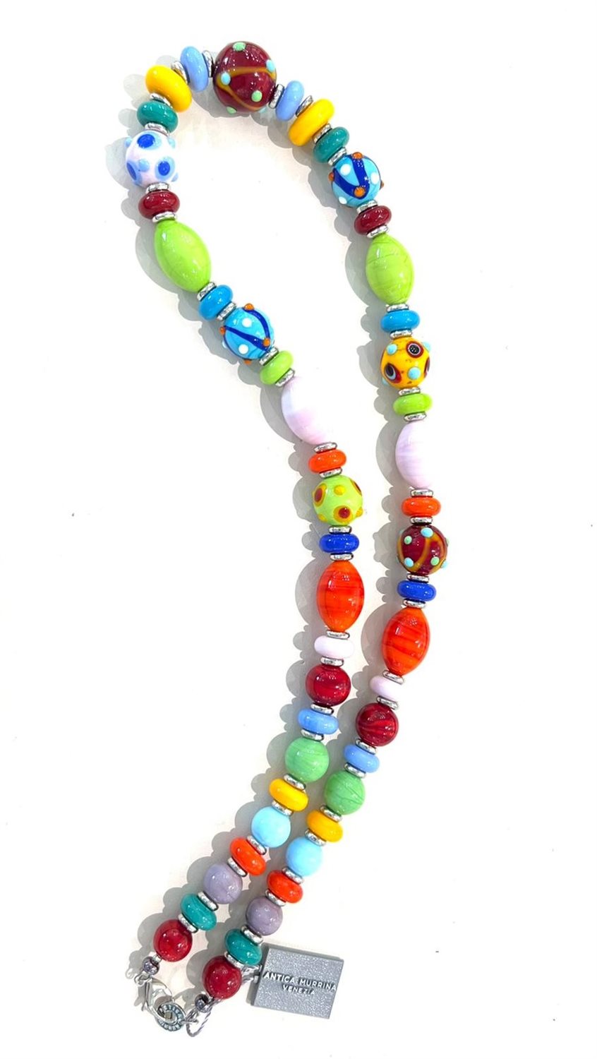 Collier En Perles De Murano Authentiques - Multicolore, Verre, Neuf Sans Emballage