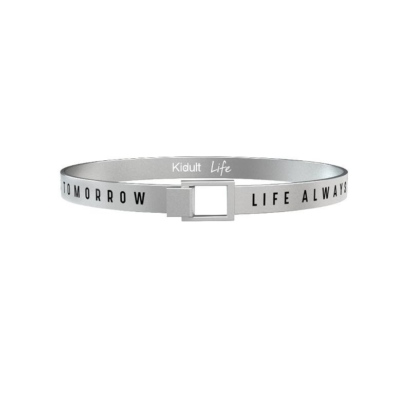 KIDULT Bracciale Philosophy In Acciaio 316L - Scritta 'Learn From Yesterday...', Unisex, Ipoallergenico