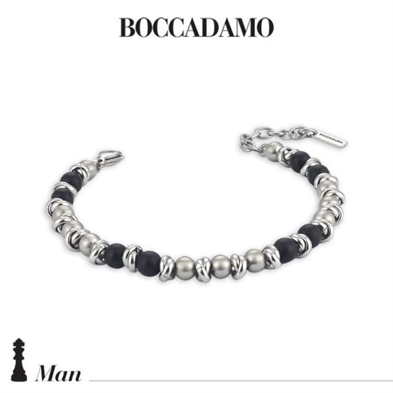Bracciale Boccadamo XB1014A Con Cristallo Quadrato Acquamarina - Bronzo Rodiato - Made In Italy