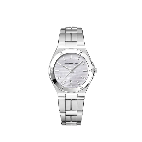 Michel Herbelin Placcato Mens pvd oro orologio, pelle marrone 12443/P08GO