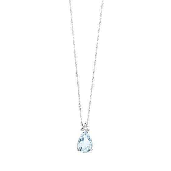 Parure Gioielli Donna In Cristalli Blu Acquamarina - Collana, Orecchini E Bracciale Placcati Oro Bianco 18ct