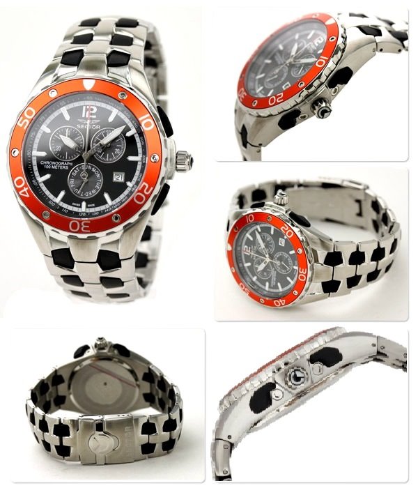 Sector No Limits Orologio Uomo Cronografo 43 Mm, Acciaio, Collezione 230, Nero, 10 ATM
