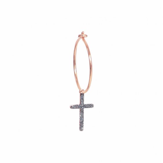 Orecchini a lobo in argento con zircone rosa taglio princess