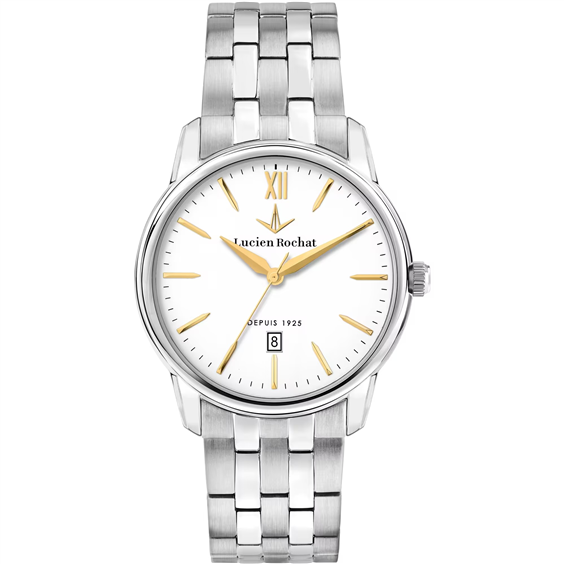 Bellevue Orologio Da Uomo E.55, Cassa In Metallo Grigio Da 40 Mm, Bracciale In Metallo Grigio, Quadrante Grigio, Movimento Al Quarzo, Vetro Minerale, Impermeabile 3 ATM, Chiusura A Farfalla