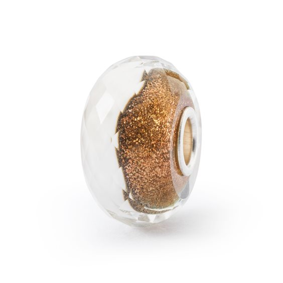 Trollbeads TGLBE-30145 - Glazen bedel met bloemmotief en gouden accenten