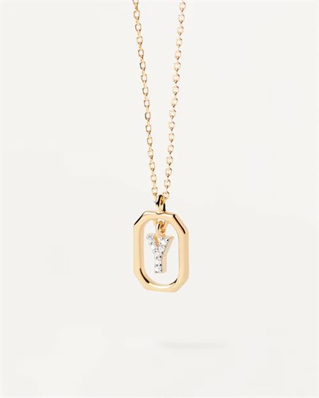 Collar Pdpaola letra D mujer plata baño de oro CO01-515-U - Joyerías