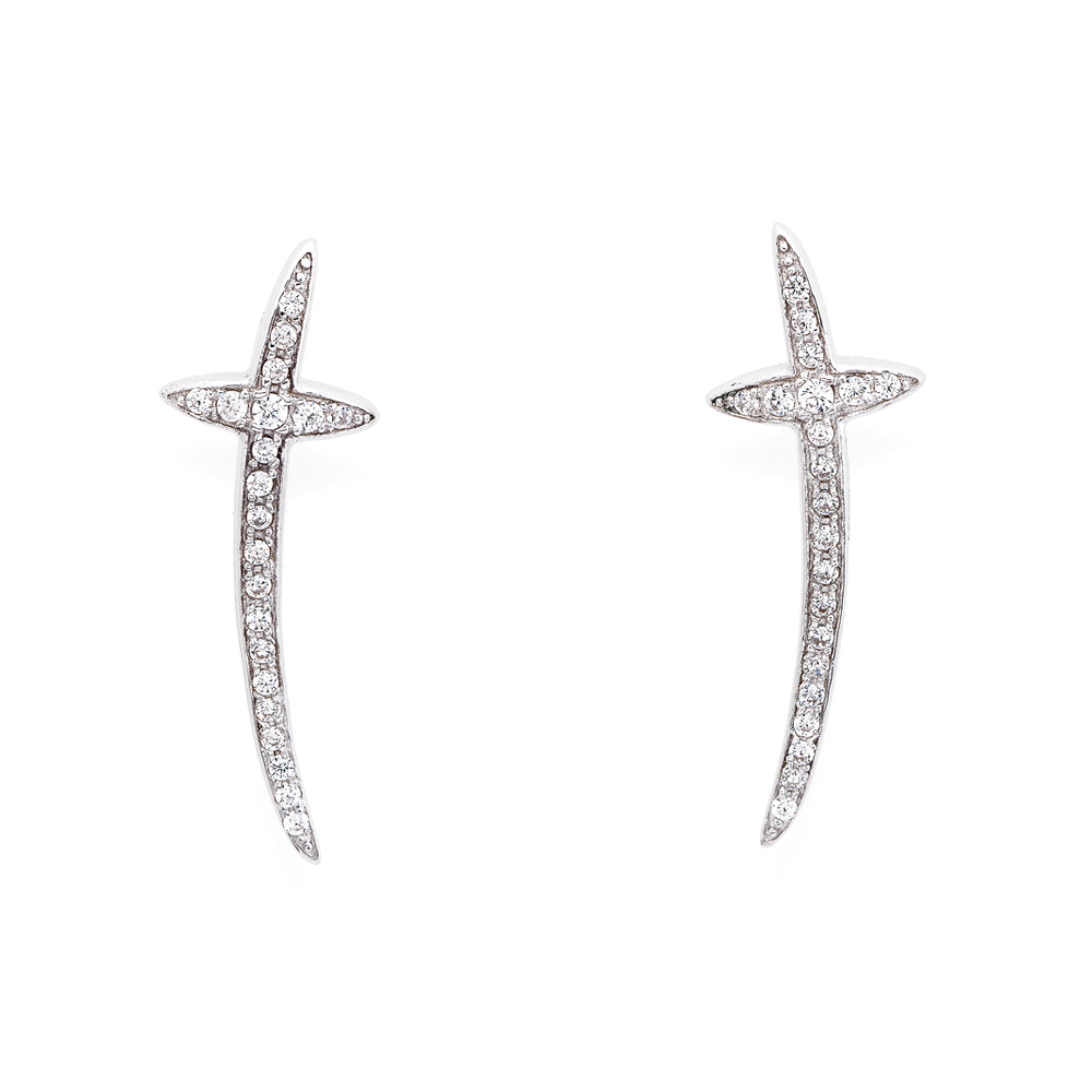 EVELYN Orecchini A Cerchio Con Croce E Zirconi Cubici - Placcato Argento, Confezione Regalo - Per Donna E Ragazza