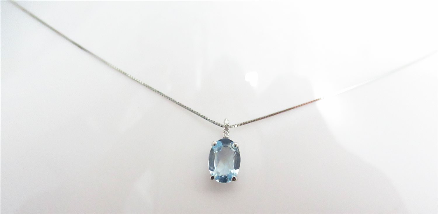 Collana donna in argento e topazio azzurro