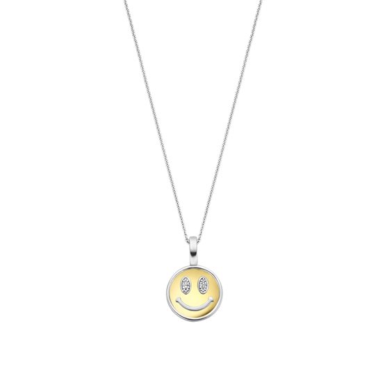 Collana con ciondolo Smiley, in argento 925, regalo vintage