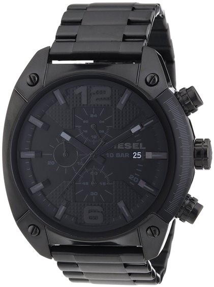 Montre Diesel Homme Chronographe – Boîtier Acier Noir, Bracelet Gris, étanche 10 Bars