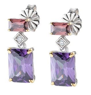 Orecchini In Argento 925 Con Creek Stone Viola E Zirconi Lavanda – Amen Icy Diamond – In Scatola Regalo
