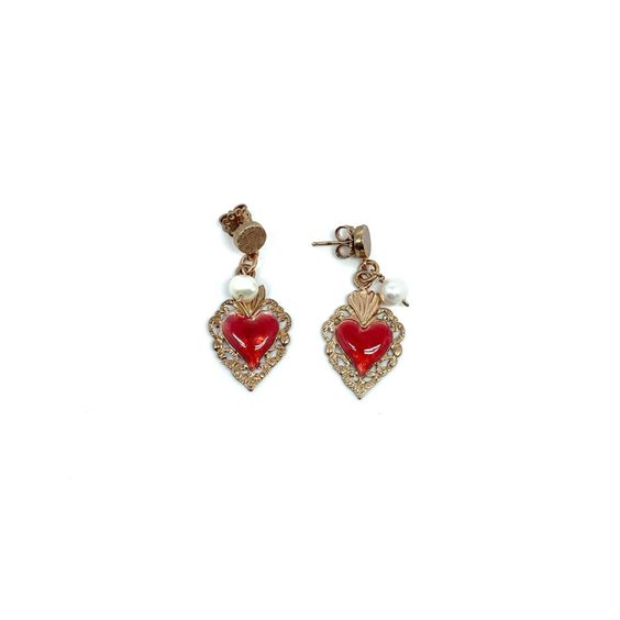 Clever Gioielli Orecchini Delfino Con Cuore Rosso In Argento 925 - Grandi E Ragazze