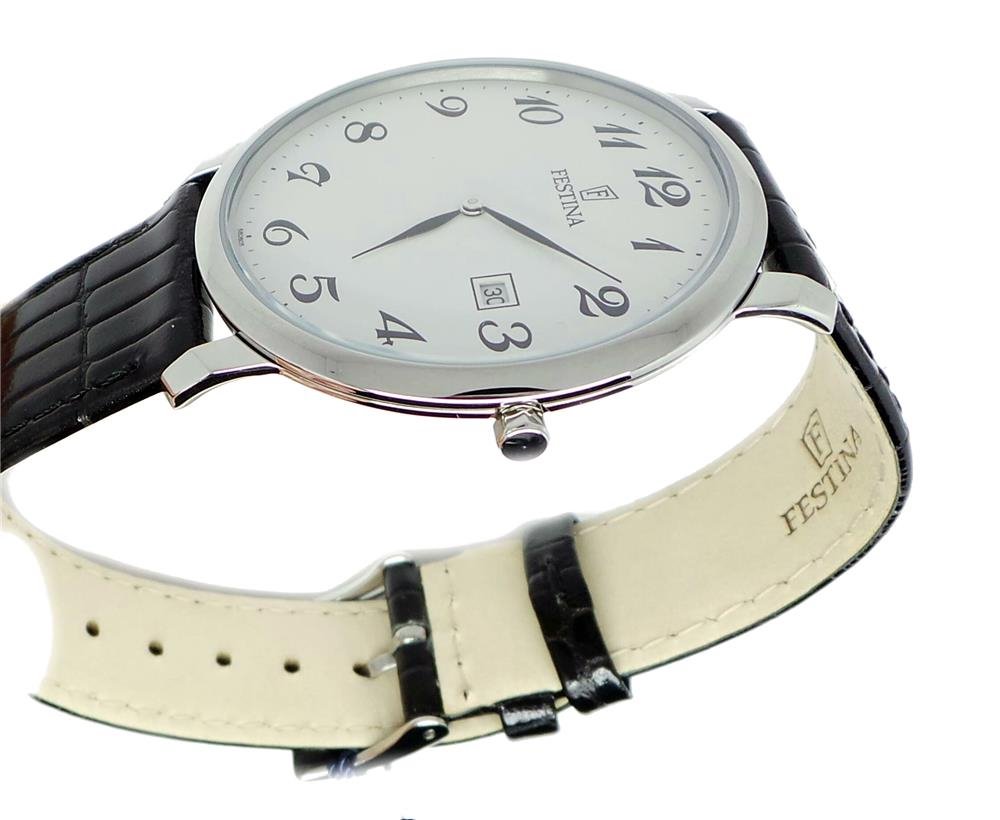 Festina Orologio Uomo Cronografo F6860/8, Cassa Argentata 42mm, Pelle Nera, Quarzo