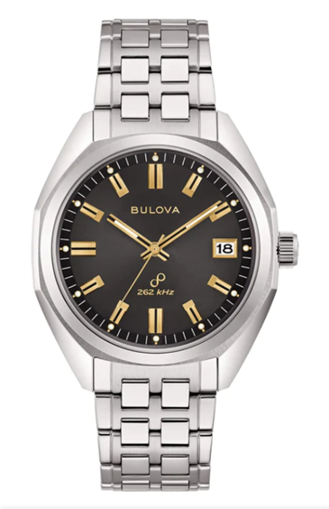 Bulova Crystal Octova Men's Quartz Watch Silver/Gold Dial &amp; Band 41.5mm 98C126 E