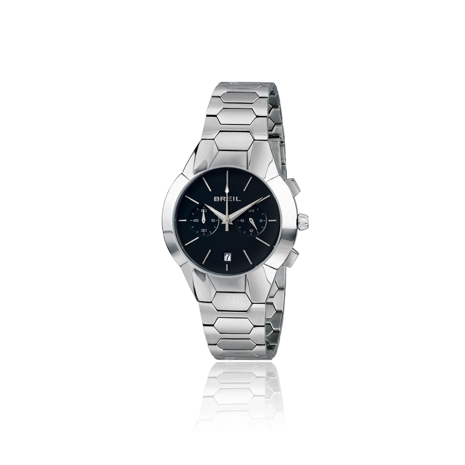 Breil New One Orologio Uomo Cronografo Quarzo – Cassa Acciaio 43mm, Quadrante Nero, Bracciale Argento TW1847