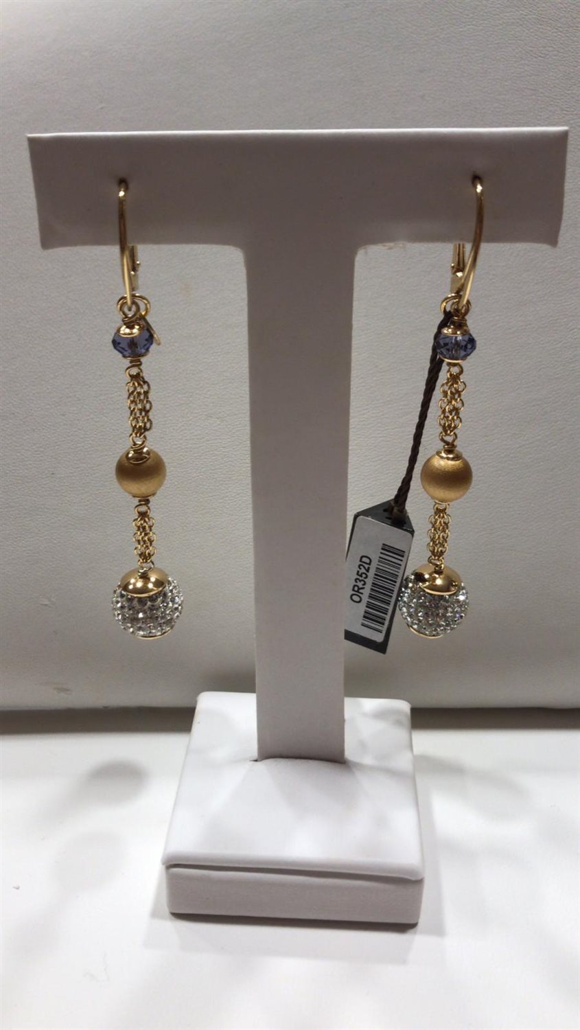 Orecchini Donna Boccadamo Sharada - Pendenti In Bronzo Con Cristallo Briolette Champagne E Zirconi, Placcati Oro Giallo, Made In Italy - 2