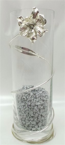 Allegro Bargains Vaso In Ceramica Argento Lucido 15cm: Design Moderno Per Fiori E Centrotavola, Apertura 3,5 Cm