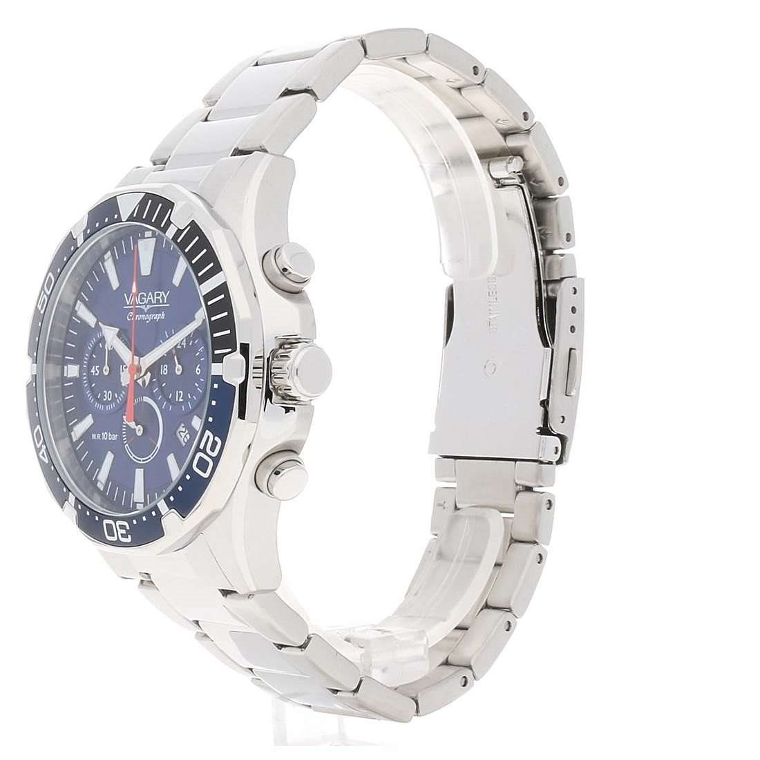 Vagary By Citizen Orologio Uomo Cronografo IV4-144-50 – Acciaio, Quadrante Nero, Cinturino Pelle, 10 Bar