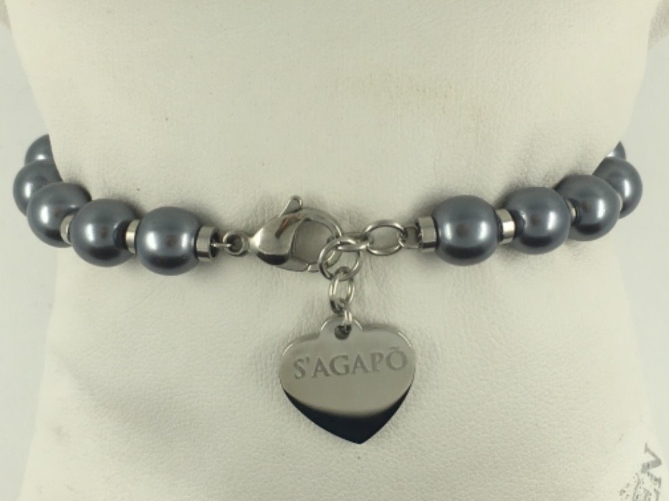 S'Agapõ Bracciale Donna Happy In Acciaio 316L E Perle Di Conchiglia – SHAC5