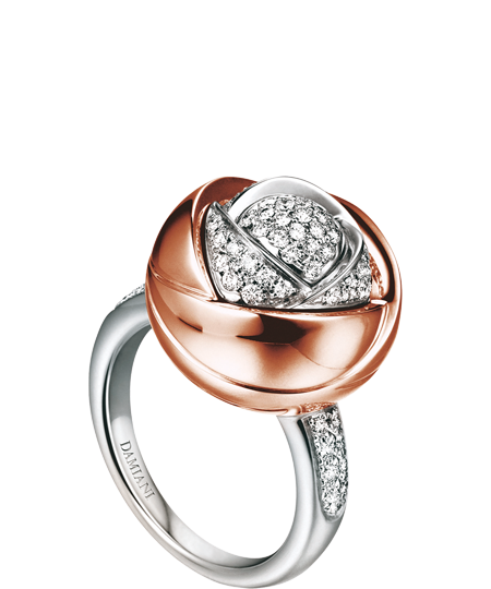 Damiani Bocciolo Solitaire Ring Pink Gold Engagement Ring With Emerald-cut  Diamond DAMIANI
