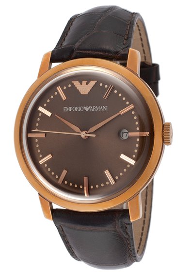 Brown Armani Watch Rose Gold Mens Emporio Armani Mens' Chronograph