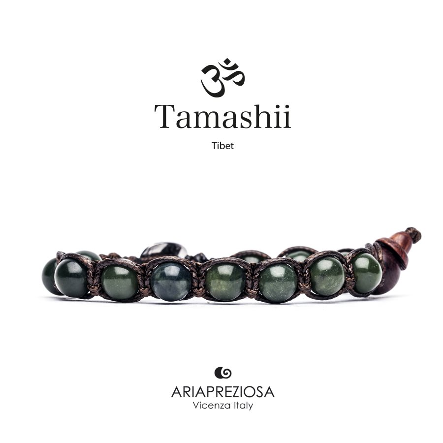 Bracciale Tamashii® Classico Originale Con Pietre 6 Mm Giada Verde Lago Bhs601 215
